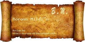 Boross Milán névjegykártya